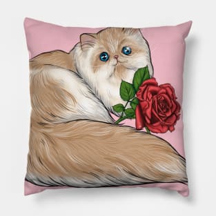 Cat and Rose Pillow