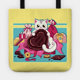The Valentine's day, cat and  some chocolate Tote