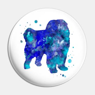 Blue Chow Chow Dog Watercolor Painting Pin