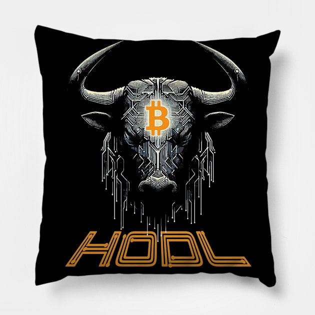 Bitcoin Bull Run: HODL Pillow by MetalByte