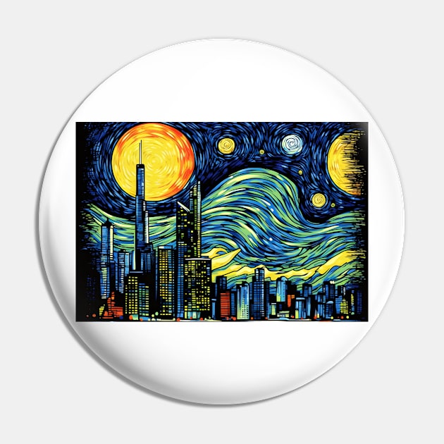 Dallas Texas Skyline Rhapsody Skyline Pin by Artwear Cafe