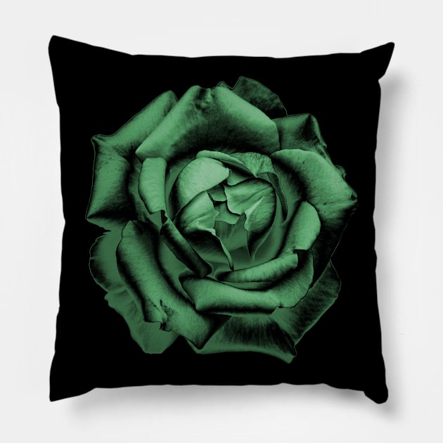 Green Charcoal Rose Pillow by nautilusmisc