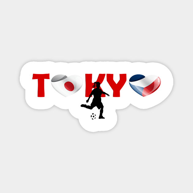 Sports, Football, Czechia in Tokyo! Magnet by ArtDesignDE