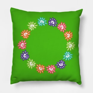 Daisy Flowers Smiley Face Ring Pillow