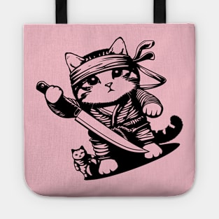 Cat with a knife Tote