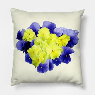 Yellow and Purple Pansy Heart Pillow