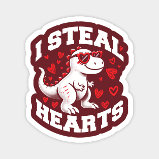 I Steal Hearts Valentines Day Dinosaur T-Rex Magnet