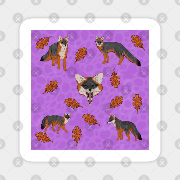 Grey Foxes Purple Magnet by TrapperWeasel