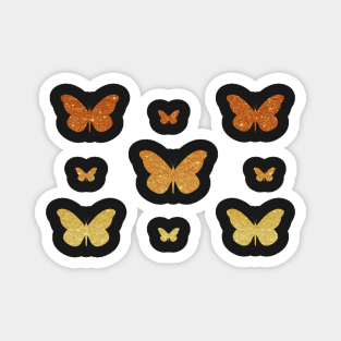 Orange Ombre Faux Glitter Butterflies Magnet