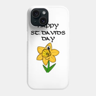 Happy St David's Day Cartoon Daffodil Wales Phone Case