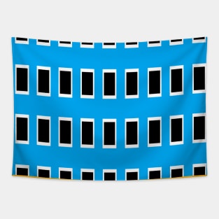 Blue Black and White Tile Yellow Accent Pop Art Tapestry