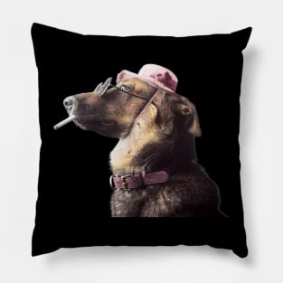 Classy Dog Smoking a Cigarette - Colorized Pillow