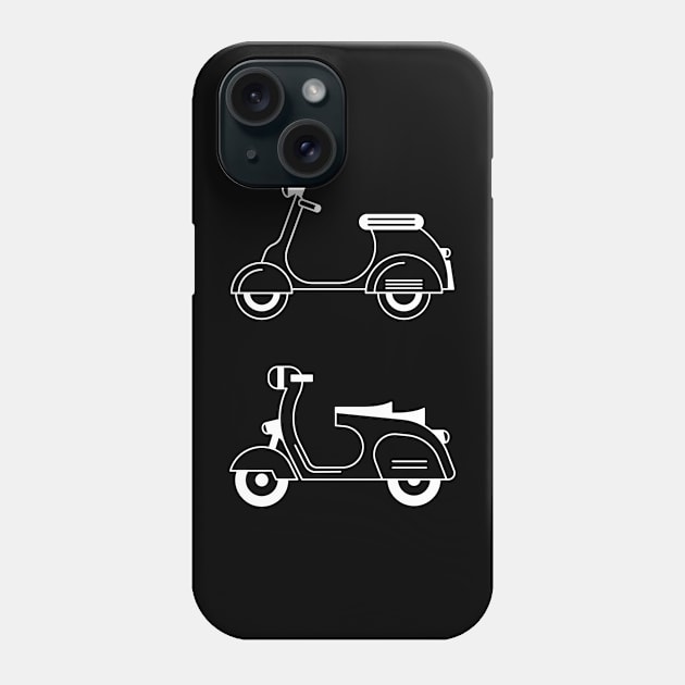 Illustration of two stylized black and white scooter (motorcycle) Phone Case by iswenyi Art