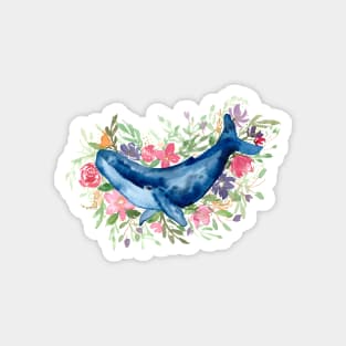 Humpback Whale with Florals Magnet