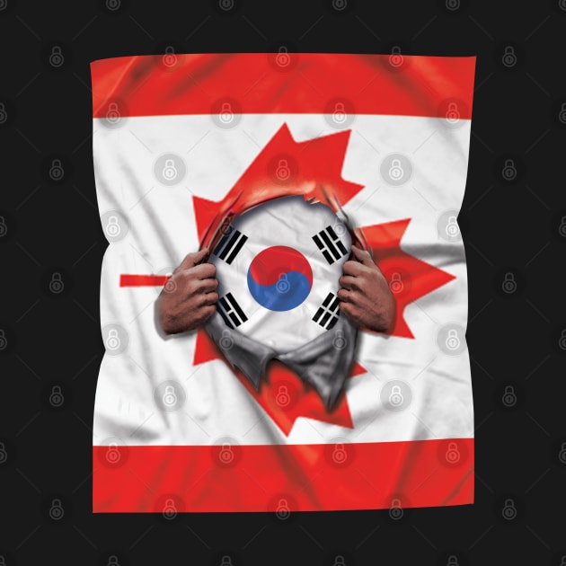 South Korea Flag Canadian Flag Ripped - Gift for South Korean From South Korea by Country Flags