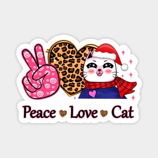 Peace Love Cat Santa Magnet