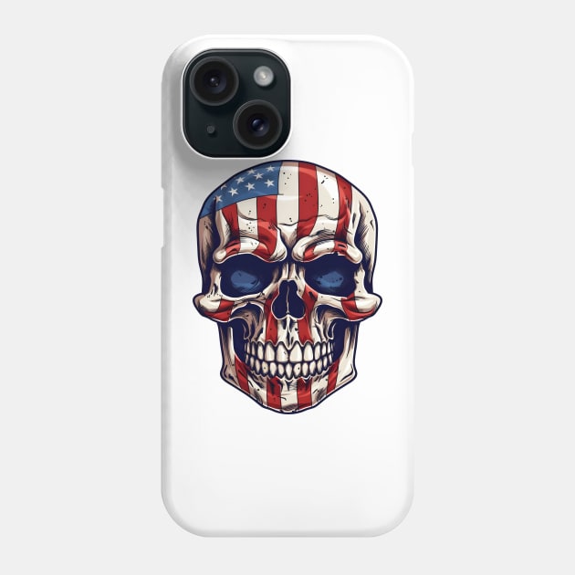 4th of July Holiday Patriotic American Skull Phone Case by The Digital Den