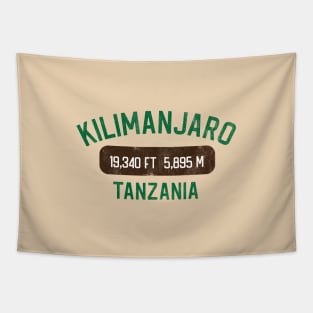 Mount Kilimanjaro - Tanzania - Highest Peak in Africa - Green Retro Tapestry