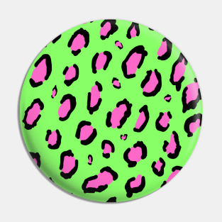 Green Pink Neon Leopard Print Animal Pin