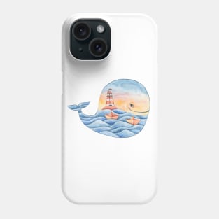 Watercolor cute whale illustration Phone Case