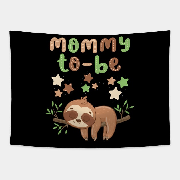 Mommy to be Baby shower Hello little One Sweet little sleeping sloth cute baby outfit Tapestry by BoogieCreates