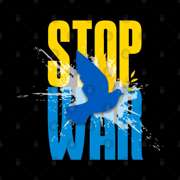 Stop War! Stop the Ukraine War! On a Dark Background by Puff Sumo