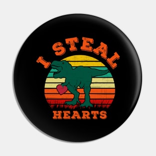 I Steal Hearts Dinosaur Valentine Theme Pin