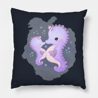 Seahorse Motherhood Cartoon Pillow