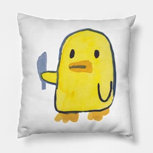 Scary cute duck watercolor art Pillow