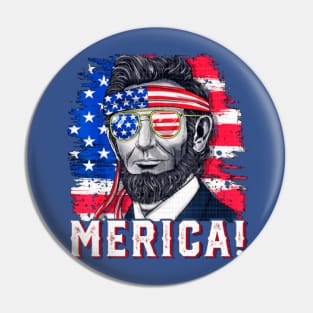 MERICA Abraham Lincoln 4th Of July Pin