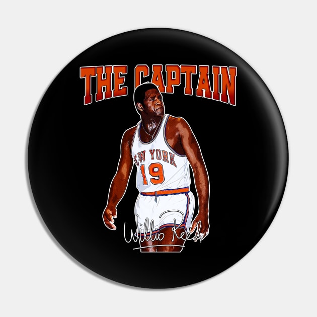 Willis Reed The Captain Basketball Legend Signature Vintage Retro 80s 90s Bootleg Rap Style Pin by CarDE