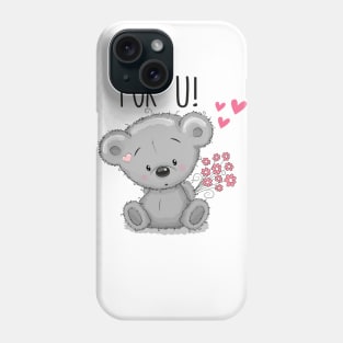 Cute teddy bear with flowers. Phone Case
