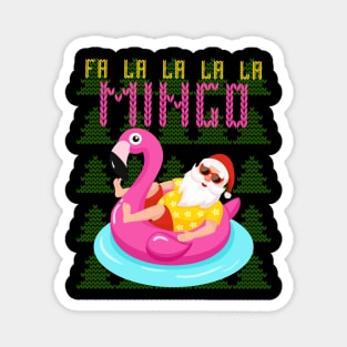 Falalala mingo - Flamingo Summer Santa Magnet