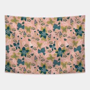Retro coral garden pattern Tapestry