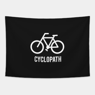 Cyclopath, bicycle black t-shirt, cyclist black shirt Tapestry