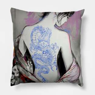 Dragon blue Pillow