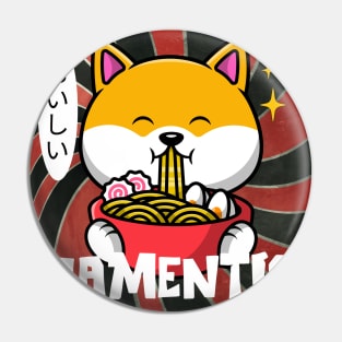 Cute Shiba Inu Dog Eating Ramen Pin