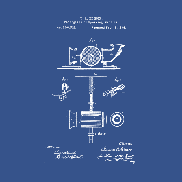 Phonograph Patent Blueprint Thomas Edison by Rebus28