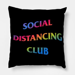 Social Distancing Club Rainbow Wavy Text Pillow