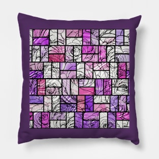 Purple Pink and White Stained Glass Effect Roses Pillow