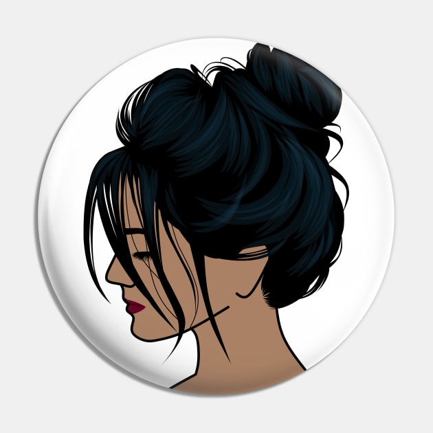 Messy bun girl Pin by DG vectors