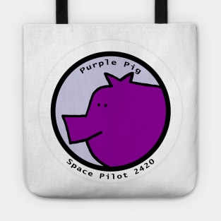 Portrait of Space Pilot Purple Pig Tote