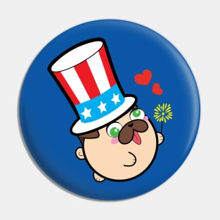 Doopy the Pug Puppy- Independence Day Pin