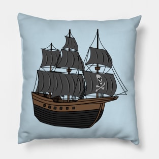 Pirate ship cartoon illustration Pillow