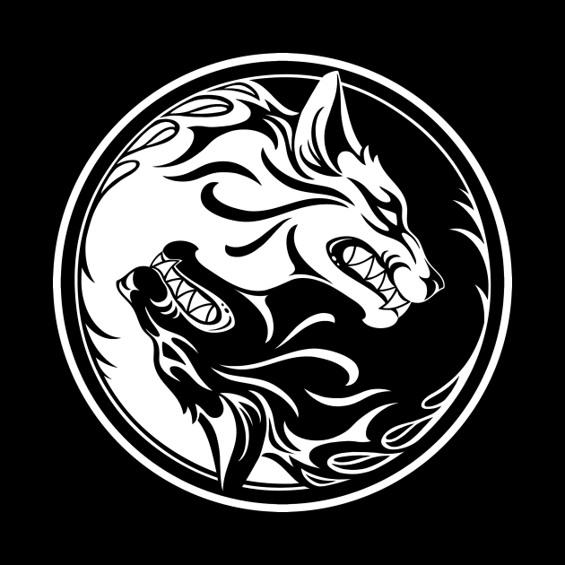 Black and White Yin Yang Wolves by jeffbartels
