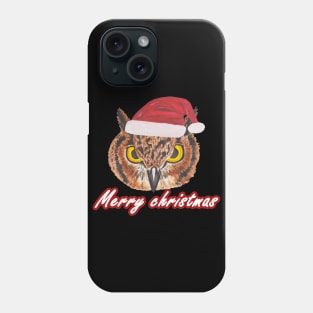 Christmas owl in a santa hat Phone Case