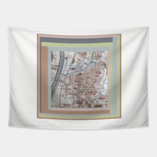 Trento, Italy map, antique 1800s Tapestry