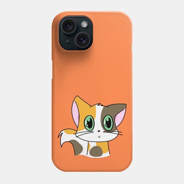 Cute Calico Cat With Green Eyes Phone Case by Cheesy Pet Designs