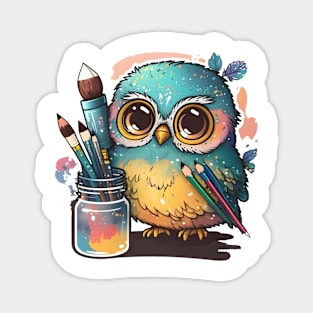 Super Cute Artist Owl Magnet