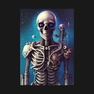 Skeleton Astronaut | Space Skull | Dystopian Art | Skull Astronaut Artwork | Fantasy Astronaut Skull T-Shirt